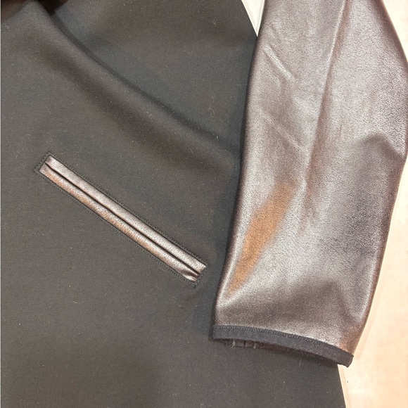 SPANX Black Drape Front Faux Leather Jacket - Picture 6 of 13